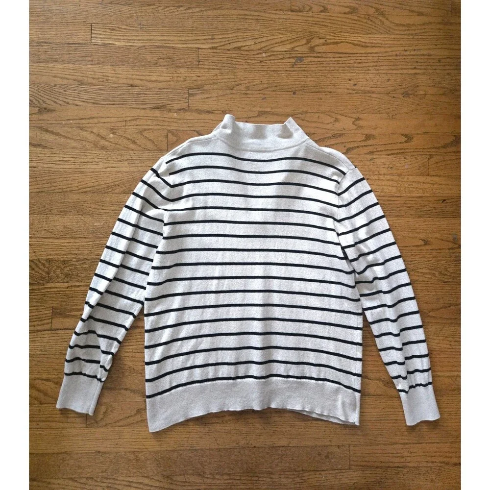 J Crew Womens Striped Rugby Long Sleeve Knit Sweater Size Medium
